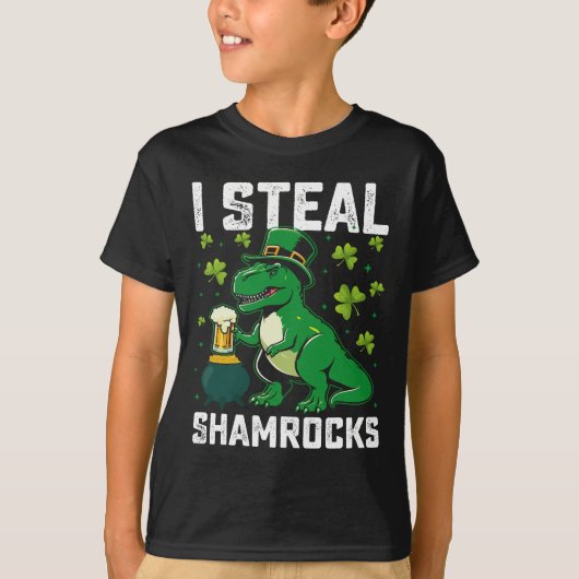 Ik steel Shamrocks T Rex Dinosaurus St Patrick's D T-shirt (Voorkant)