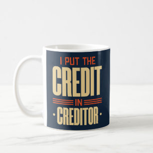Ik stel het krediet in crediteur koffiemok