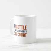 Ik stel mijn argumenten in de rechtbank vast koffiemok (Voorkant links)