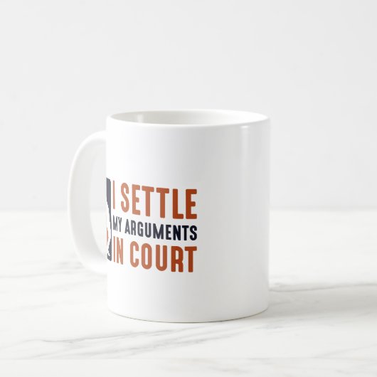 Ik stel mijn argumenten in de rechtbank vast koffiemok (Voorkant links)