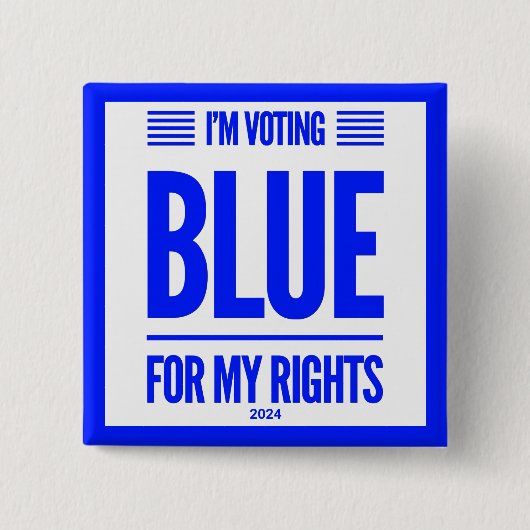 Ik stem Blauwe Democraat Vierkante Button 5,1 Cm (Voorkant)