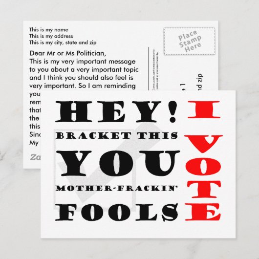 Ik stem! briefkaart (Voorkant / Achterkant)