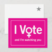 Ik stem Briefkaart - Roze (Voorkant / Achterkant)
