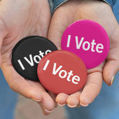 Ik stem Button - White on Black ()