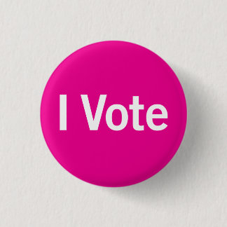 Ik stem Button - Wit op Roze