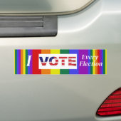 Ik stem elke verkiezing pride kleuren bumpersticker (Op auto)