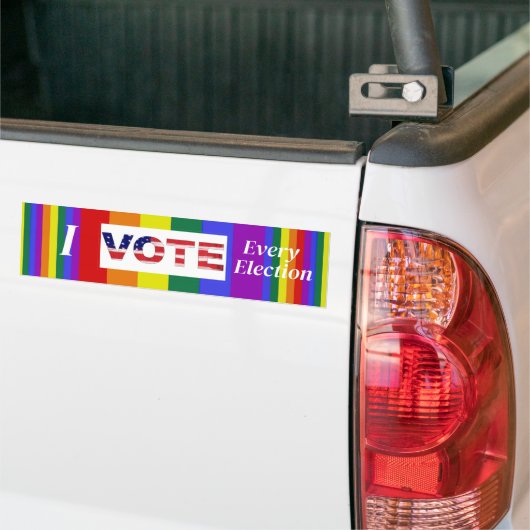 Ik stem elke verkiezing pride kleuren bumpersticker (Op Truck)