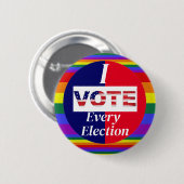 Ik stem elke verkiezing pride kleuren ronde button 5,7 cm (Voorkant /achterkant)