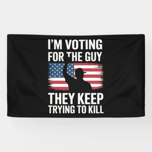 Ik stem op de man die ze blijven proberen te vermo spandoek (Horizontaal)