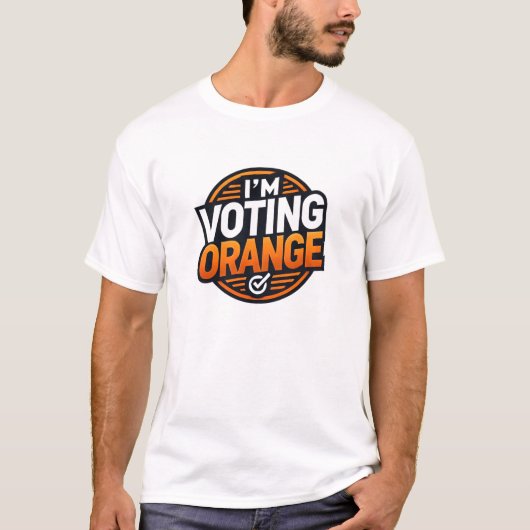 Ik stem op een Oranje T-shirt (Voorkant)