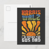 Ik Stem Op Gus Papa Harris Walz Verkiezing Briefkaart (Voorkant / Achterkant)