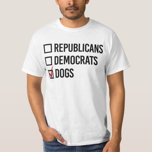 Ik stem op honden t-shirt (Voorkant)
