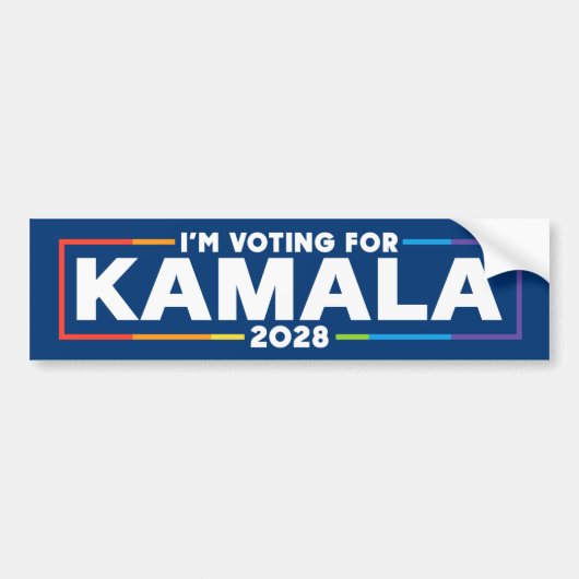 Ik stem op Kamala 2028 LGBTQ Bumpersticker (Voorkant)