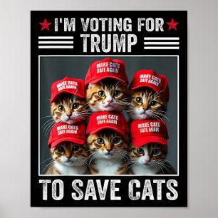 Ik stem op Trump om katten te redden Trump 2024 Ki Poster