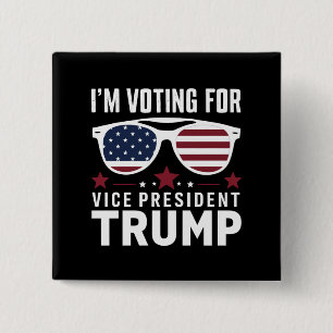 Ik Stem Op Vice President Trump 2024 Verkiezing Vierkante Button 5,1 Cm