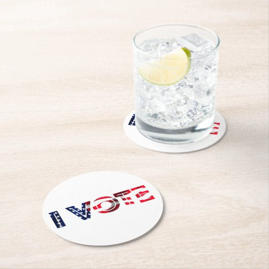 Ik stem ronde kartonnen onderzetter (Insitu)