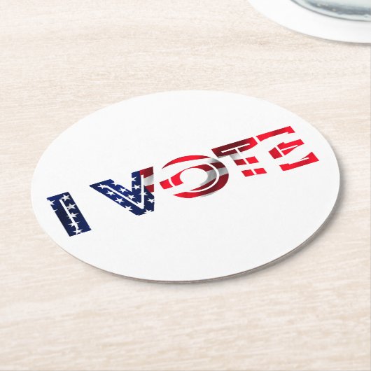 Ik stem ronde kartonnen onderzetter (Gebogen)