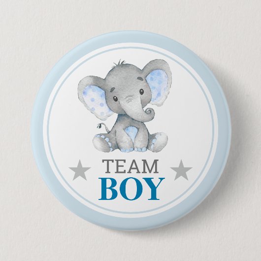 Ik stem team jongen gender onthaal Baby shower spr Ronde Button 7,6 Cm (Voorkant)