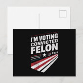 Ik stem Veroordeelde misdadiger 2024 Trump Briefkaart (Voorkant / Achterkant)