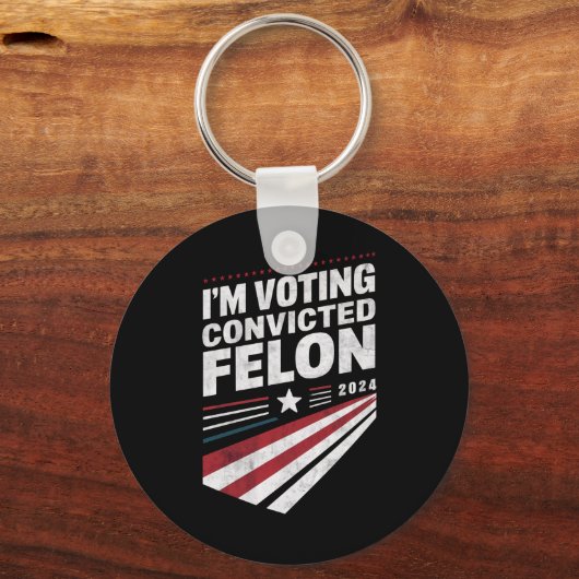 Ik stem Veroordeelde misdadiger 2024 Trump Sleutelhanger (Voorkant)