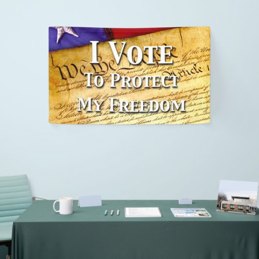 Ik stem voor de bescherming van mijn vrijheid spandoek (Beurs)