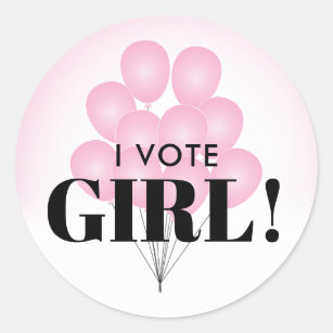 Ik stem voor de meisjesroze Balloons Genderpartij Ronde Sticker