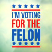 Ik stem voor de misdadige grappige Trump 2024 Raamsticker (Vel 3)