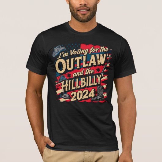 Ik stem voor de Outlaw en de Hillbilly 2024 T-shirt (Voorkant)