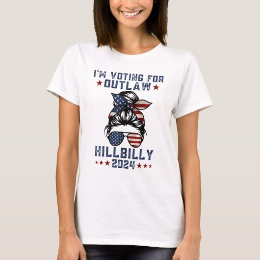 Ik stem voor de Outlaw Hillbilly 2024 Amerikaanse T-shirt (Voorkant)