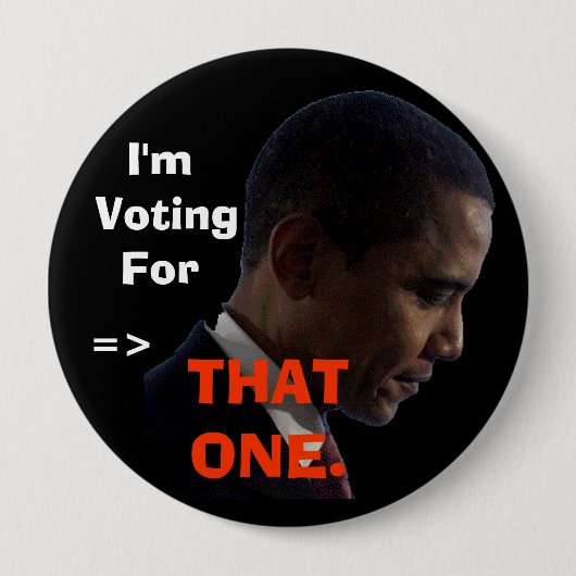 Ik stem voor, =>, die ene. ronde button 4,0 cm (Voorkant)
