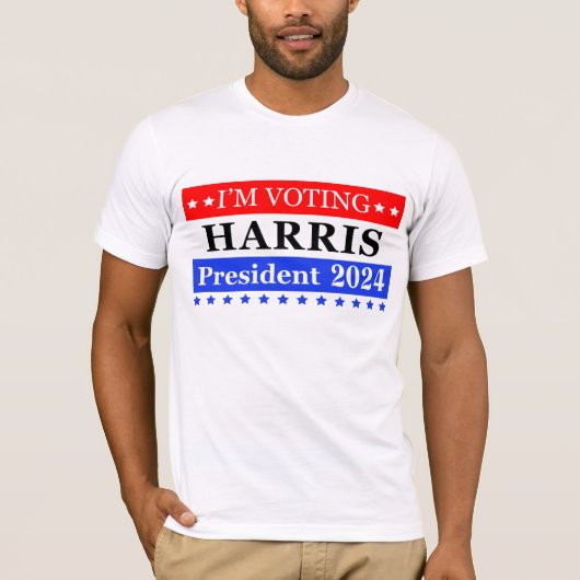 Ik stem voor Harris President 2024 Patriotic Strip T-shirt (Voorkant)