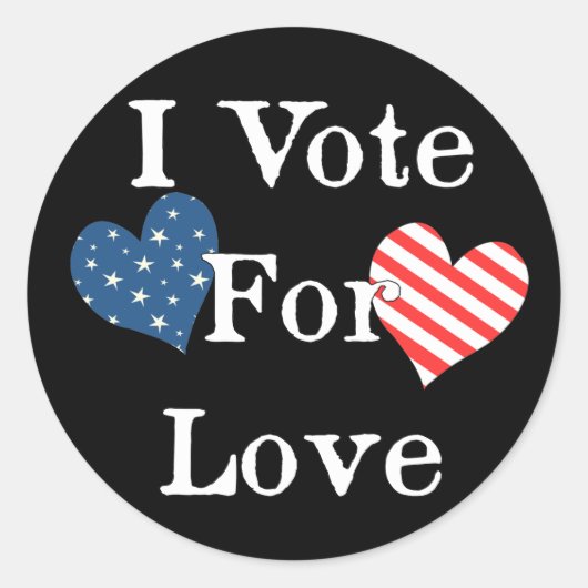 Ik stem voor liefde ronde sticker (Voorkant)