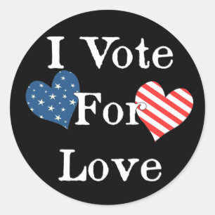 Ik stem voor liefde ronde sticker