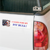 IK STEM VOOR MIJN, PIT BULL! Bumpersticker (Op Truck)