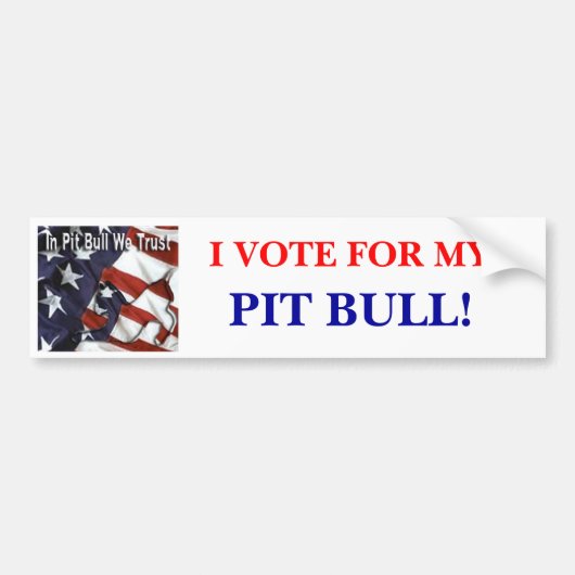 IK STEM VOOR MIJN, PIT BULL! Bumpersticker (Voorkant)