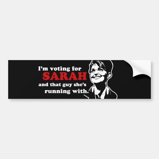 Ik stem voor Sarah bumpersticker (Voorkant)