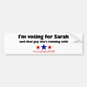 Ik stem voor Sarah Bumpersticker