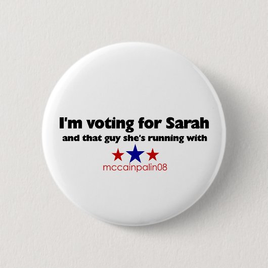 Ik stem voor Sarah Ronde Button 5,7 Cm (Voorkant)