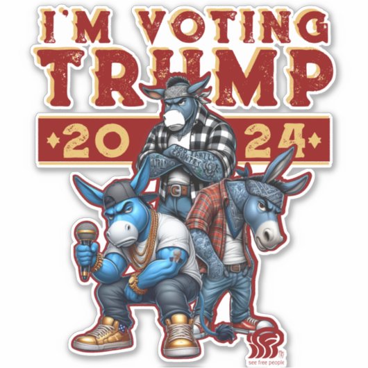 IK STEM VOOR TRUMP 2024 STICKER (Voorkant)