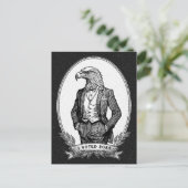 Ik stemde voor zwart wit vogel illustratie kale ad briefkaart (Staand voorkant)