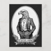 Ik stemde voor zwart wit vogel illustratie kale ad briefkaart (Voorkant)