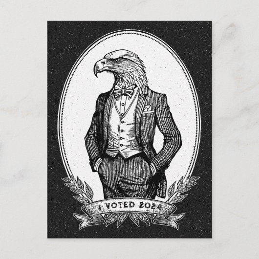 Ik stemde voor zwart wit vogel illustratie kale ad briefkaart (Voorkant)