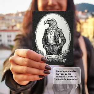Ik Stemde Zwart Witte Vogel Illustratie Amerikaans Briefkaart