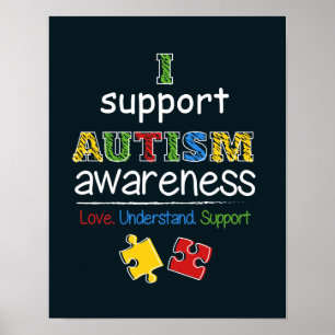Ik steun Autism Awareness Red Yellow Puzzles Poster