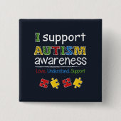Ik steun Autisme Awareness Puzzles Button (Voorkant)