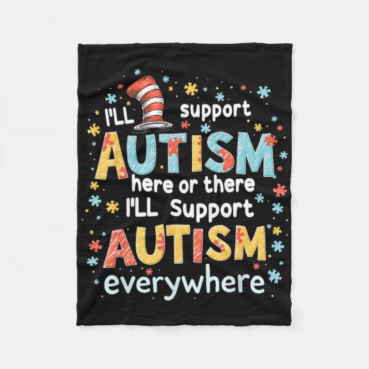 Ik steun Autisme Bewustzijn Overal Puzzelstuk Pi Fleece Deken (Voorkant)