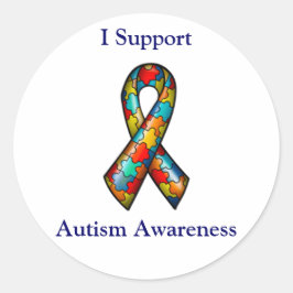 Ik steun autisme ronde sticker