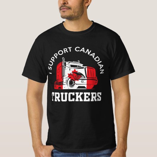 Ik steun Canadese truckers T-shirt (Voorkant)