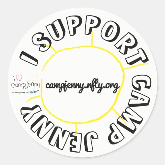 Ik steun CJ Circle White Ronde Sticker (Voorkant)