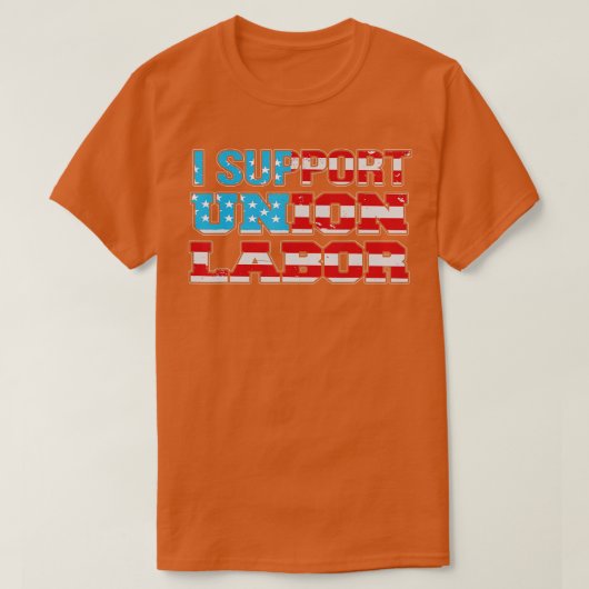 Ik steun de EU Labour USA Flag Union Support US T-shirt (Design voorkant)